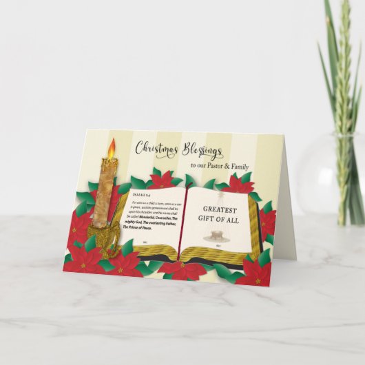 クリスマス恵み牧師Christian Poinsettias カード (正面)