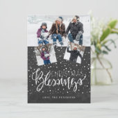 クリスマス恵み素朴な3枚の写真チョークボード シーズンカード (スタンド正面)