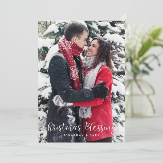 クリスマス恵み縦写真クリスマス シーズンカード (スタンド正面)