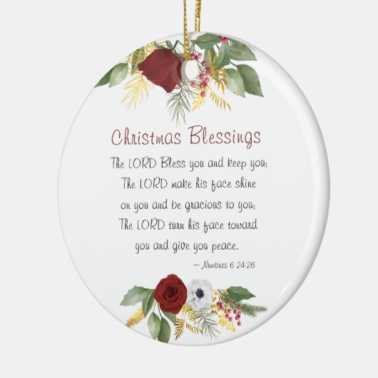 クリスマス恵み賛美主あなた冬フローラ セラミックオーナメント (左)