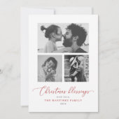 クリスマス恵み赤いスクリプト複数写真 シーズンカード (正面)