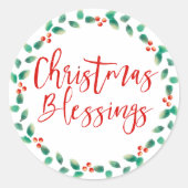 クリスマス恵み赤と緑の封筒用シール ラウンドシール (正面)