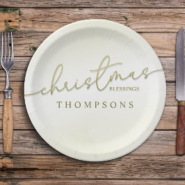 クリスマス恵み金ゴールド書道台本 ペーパープレート