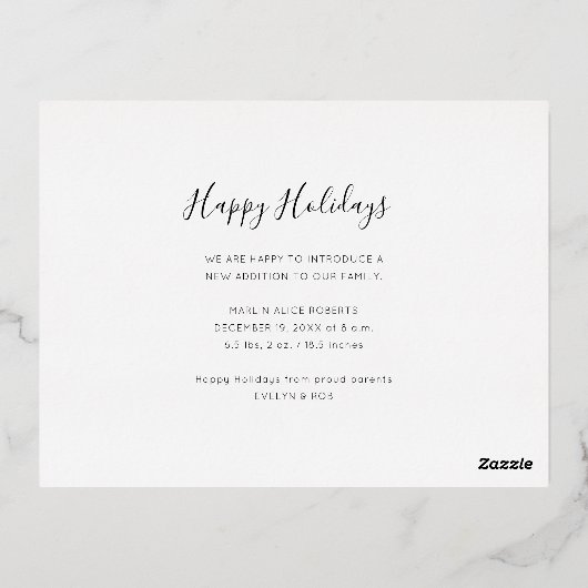 クリスマス恵み金ゴールド箔の誕生発表 箔シーズンポストカード (裏面)