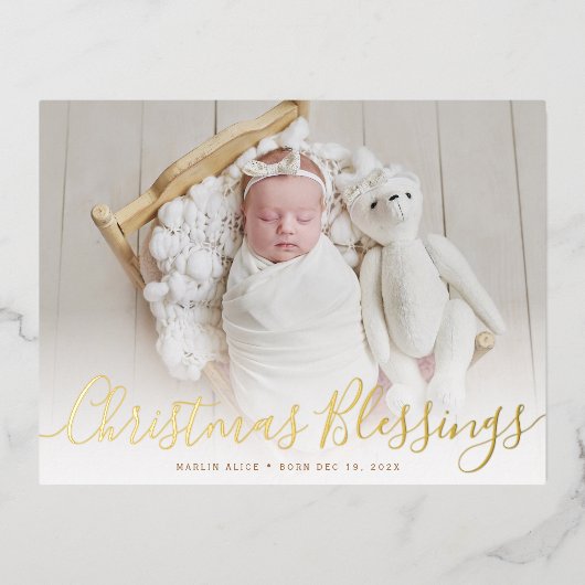 クリスマス恵み金ゴールド箔の誕生発表 箔シーズンポストカード (正面)