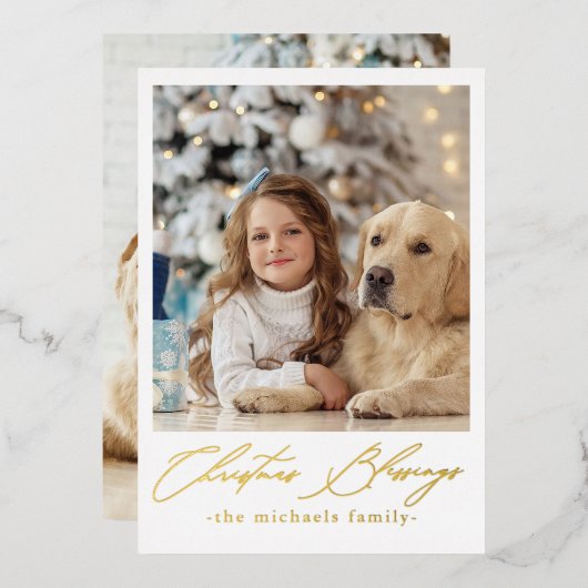 クリスマス恵み2枚 箔招待状 (正面/裏面)