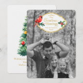 クリスマス恵み（鳥）ショウジョウコウカンチョウホリーツリーホリデイ シーズンカード (正面/裏面)