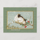 クリスマス恵みSnowBirdsヴィンテージ再生 シーズンポストカード (正面)