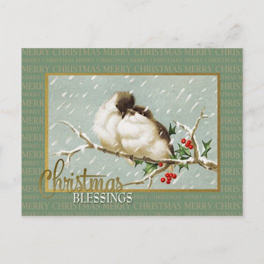 クリスマス恵みSnowBirdsヴィンテージ再生 シーズンポストカード (正面)
