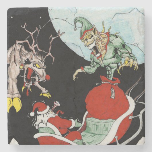 クリスマス悪夢マーブルストーンコースター ストーンコースター (正面)