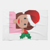 クリスマス情報ガール絵文字 キッチンタオル (横)