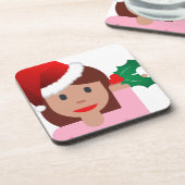 クリスマス情報ガール絵文字 コースター (左側)