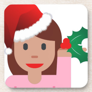 クリスマス情報ガール絵文字 コースター