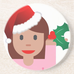 クリスマス情報ガール絵文字 コースター
