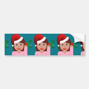 クリスマス情報ガール絵文字 バンパーステッカー