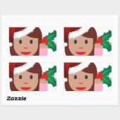 クリスマス情報ガール絵文字 長方形シール (シート)