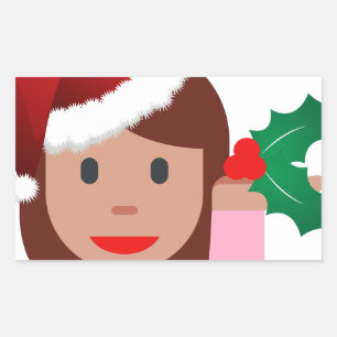 クリスマス情報ガール絵文字 長方形シール