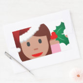 クリスマス情報ガール絵文字 長方形シール (封筒)