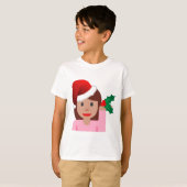 クリスマス情報ガール絵文字 Tシャツ (正面フル)