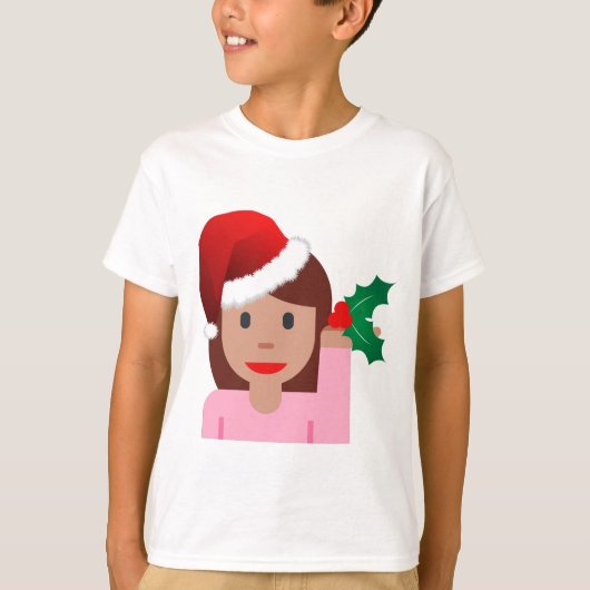 クリスマス情報ガール絵文字 Tシャツ (正面)