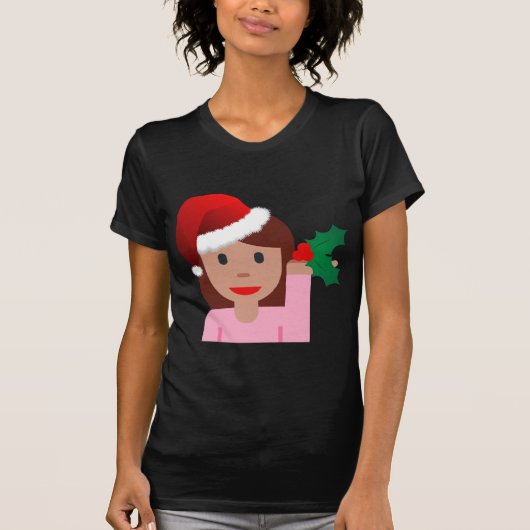 クリスマス情報ガール絵文字 Tシャツ (正面)
