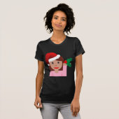 クリスマス情報ガール絵文字 Tシャツ (正面フル)
