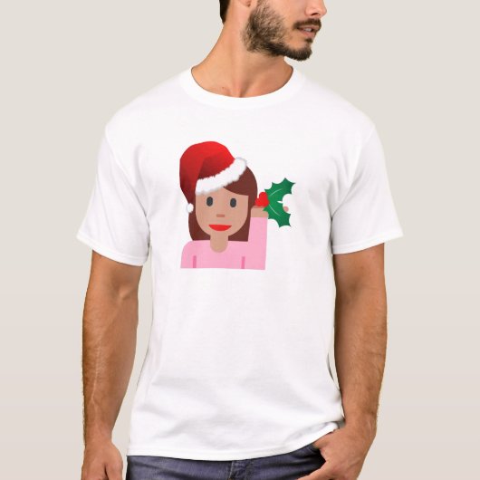 クリスマス情報ガール絵文字 Tシャツ (正面)