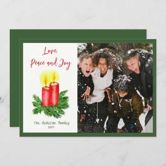クリスマス愛のスピリット平和と喜びの写真 シーズンカード (正面/裏面)