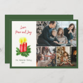 クリスマス愛のスピリット平和と喜び3写真 シーズンカード (正面/裏面)