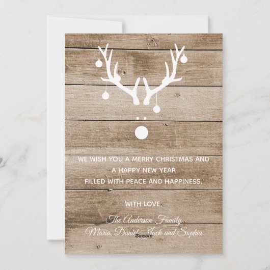 クリスマス愛の平和ジョイ素朴な木のフォトカード シーズンカード (裏面)