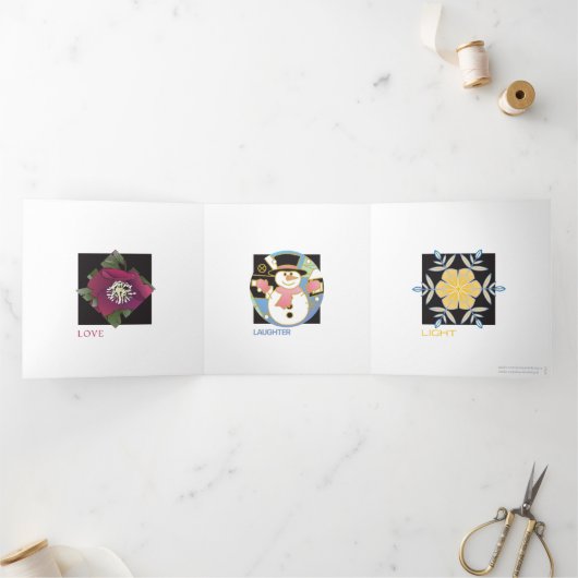 クリスマス愛の笑い灯 三つ折りクリスマスカード (内部)