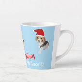 クリスマス愛犬家クリスマスサンタハットビーグルオンブルー カフェラテマグ (右)