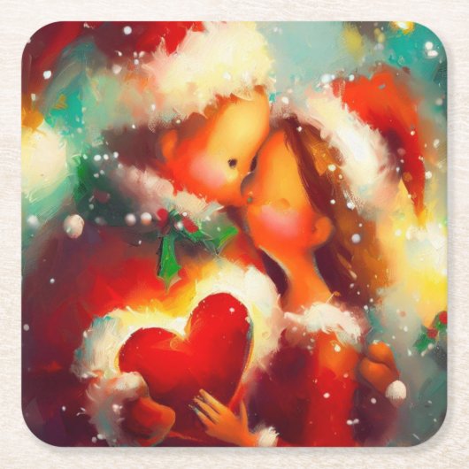 クリスマス愛3 スクエアペーパーコースター (正面)