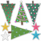 クリスマス感じの木や星を見る シール (正面)