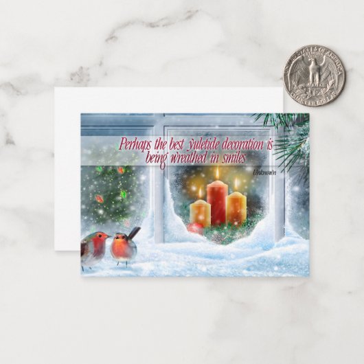 クリスマス感動的引用文「スマイル」 ノートカード (正面/裏面インサイチュ)