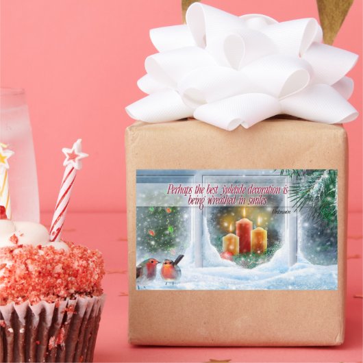 クリスマス感動的引用文「スマイル」 長方形シール (パーティー)