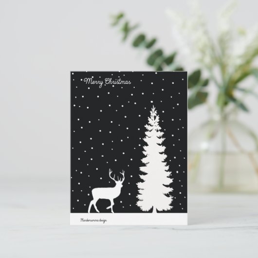 クリスマス感覚 – クリスマスツリーとトナカイ シーズンポストカード (スタンド正面)