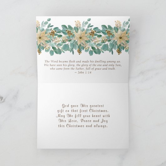 クリスマス感謝していのフローラは神の聖句へ シーズンカード (内部)
