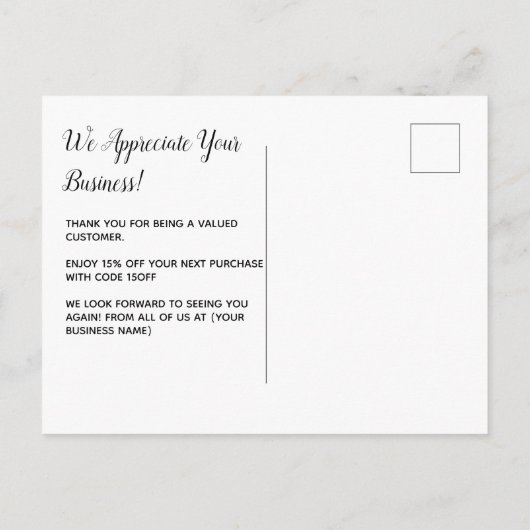 クリスマス感謝ロゴビジネス ポストカード (裏面)