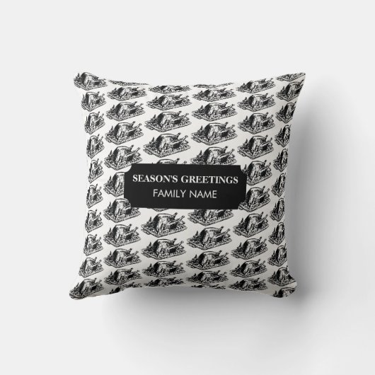 クリスマス感謝祭ヴィンテージトルコ名前をカスタムする クッション (裏面)