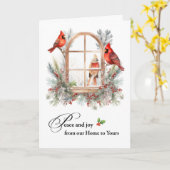 クリスマス我々の家からあなたの（鳥）ショウジョウコウカンチョウ鳥 カード (黄色い花)