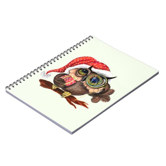 クリスマス手帳ベビーフクロウ帽子をかぶったギフト ノートブック (左側)