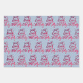 クリスマス手書き挨拶グレーブルーグリーン ラッピングペーパーシート (正面3)