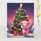 クリスマス折り畳みグリーティングカード カード (黄色い花)