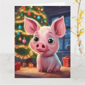 クリスマス折り畳みグリーティングカード カード (黄色い花)