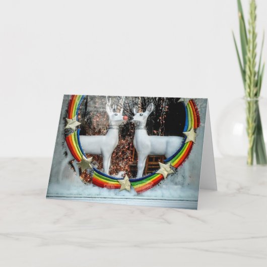 クリスマス折り畳みホリデーカードのトナカイ シーズンカード (正面)