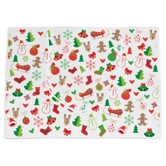 クリスマス抱き枕かわいいクリスマスシンボルクリスマス ラージペーパーバッグ (正面)