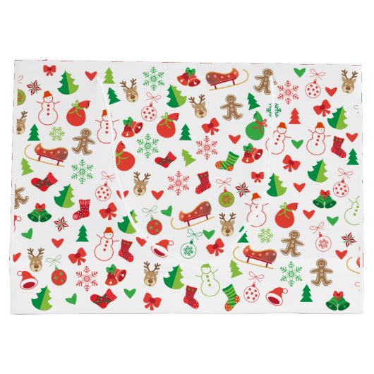 クリスマス抱き枕かわいいクリスマスシンボルクリスマス ラージペーパーバッグ (裏面)