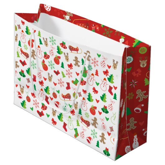 クリスマス抱き枕かわいいクリスマスシンボルクリスマス ラージペーパーバッグ (正面アングル)