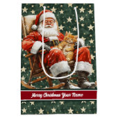 クリスマス抱き枕とモノグラム、ヴィンテージサンタ ミディアムペーパーバッグ (裏面)